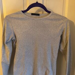 Brandy Melville Gray Striped Long Sleeve Tee